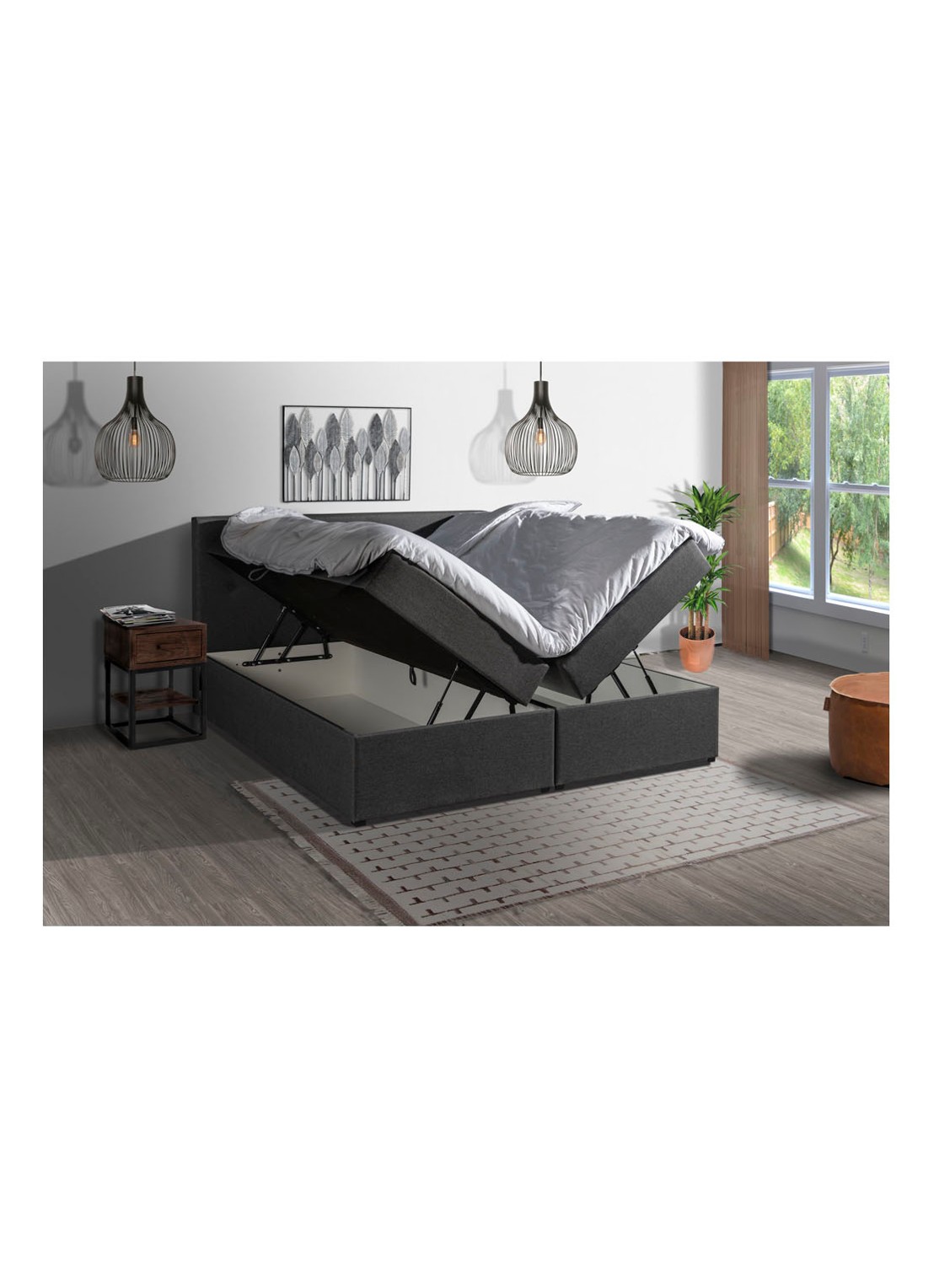 Bloemendaal Guardar Boxspring met opbergruimte inclusief matras en topper - voorkant 7 antraciet