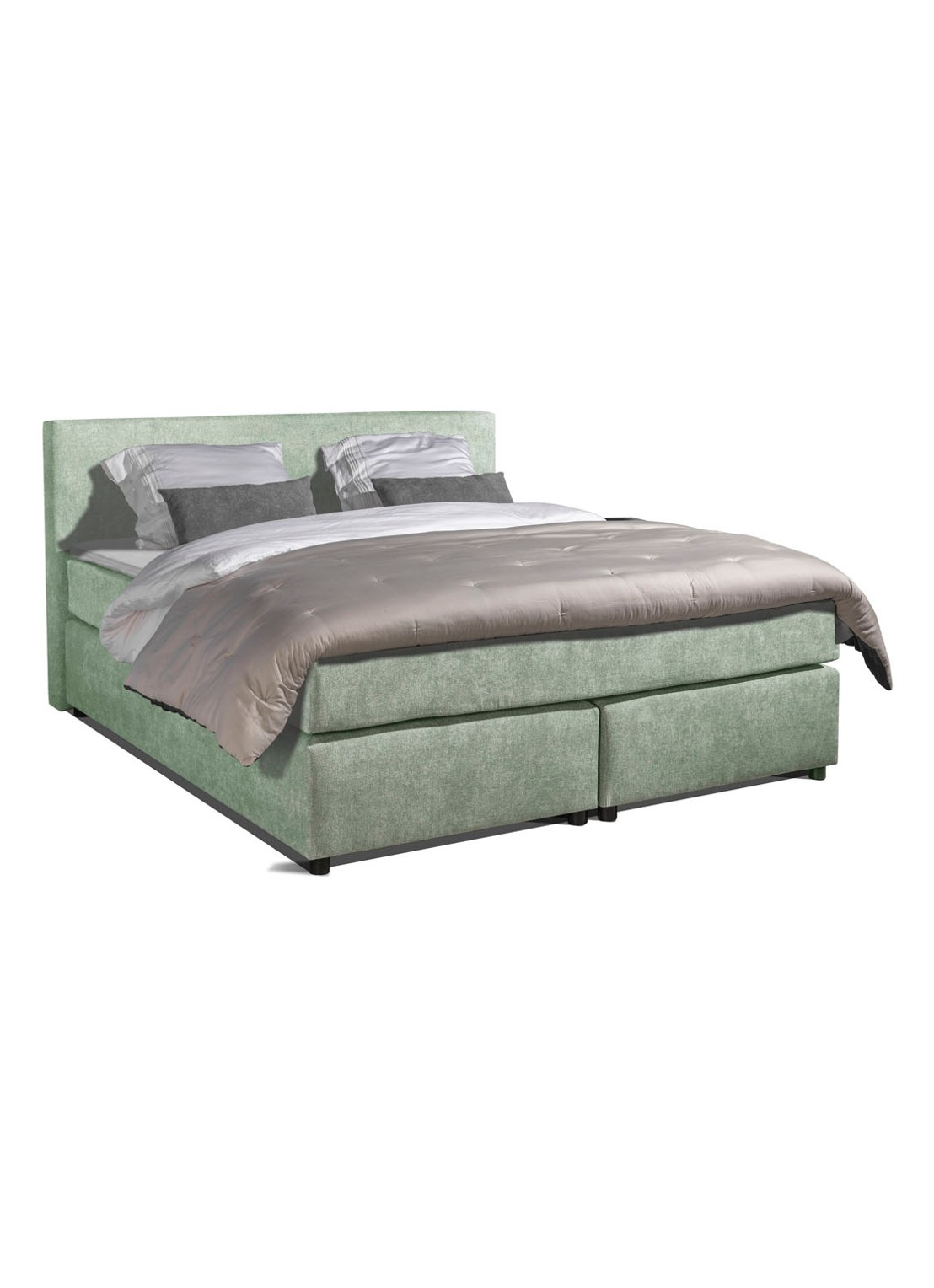Bloemendaal Monza boxspring combinatie inclusief matras en topper  - voorkant 2 lichtgroen