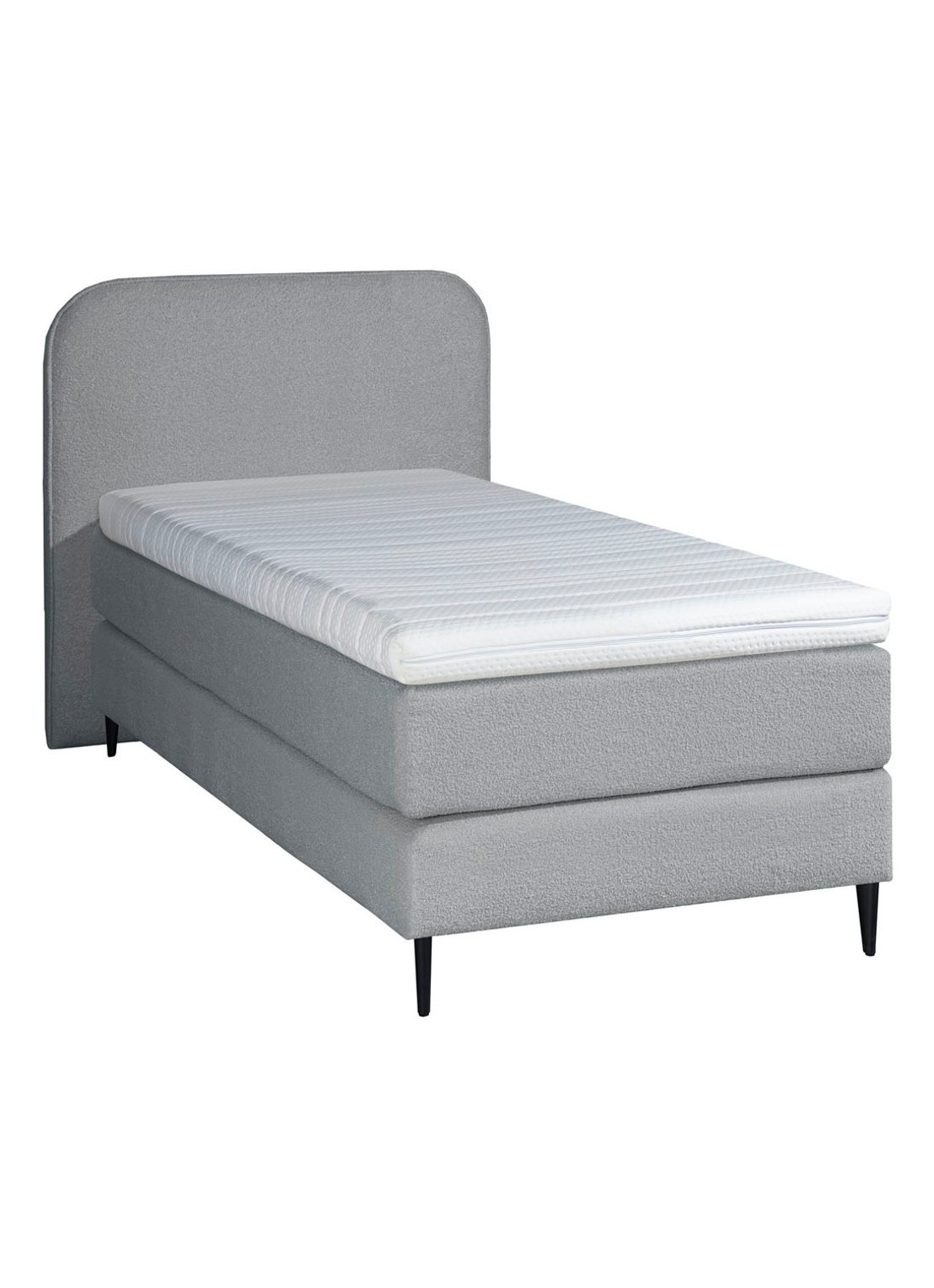 Bloemendaal Treviso eenpersoons boxspring combinatie inclusief matras en topper - voorkant 2 lichtgrijs