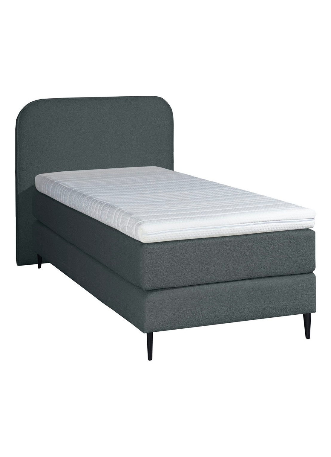 Bloemendaal Treviso eenpersoons boxspring combinatie inclusief matras en topper - voorkant 2 antraciet