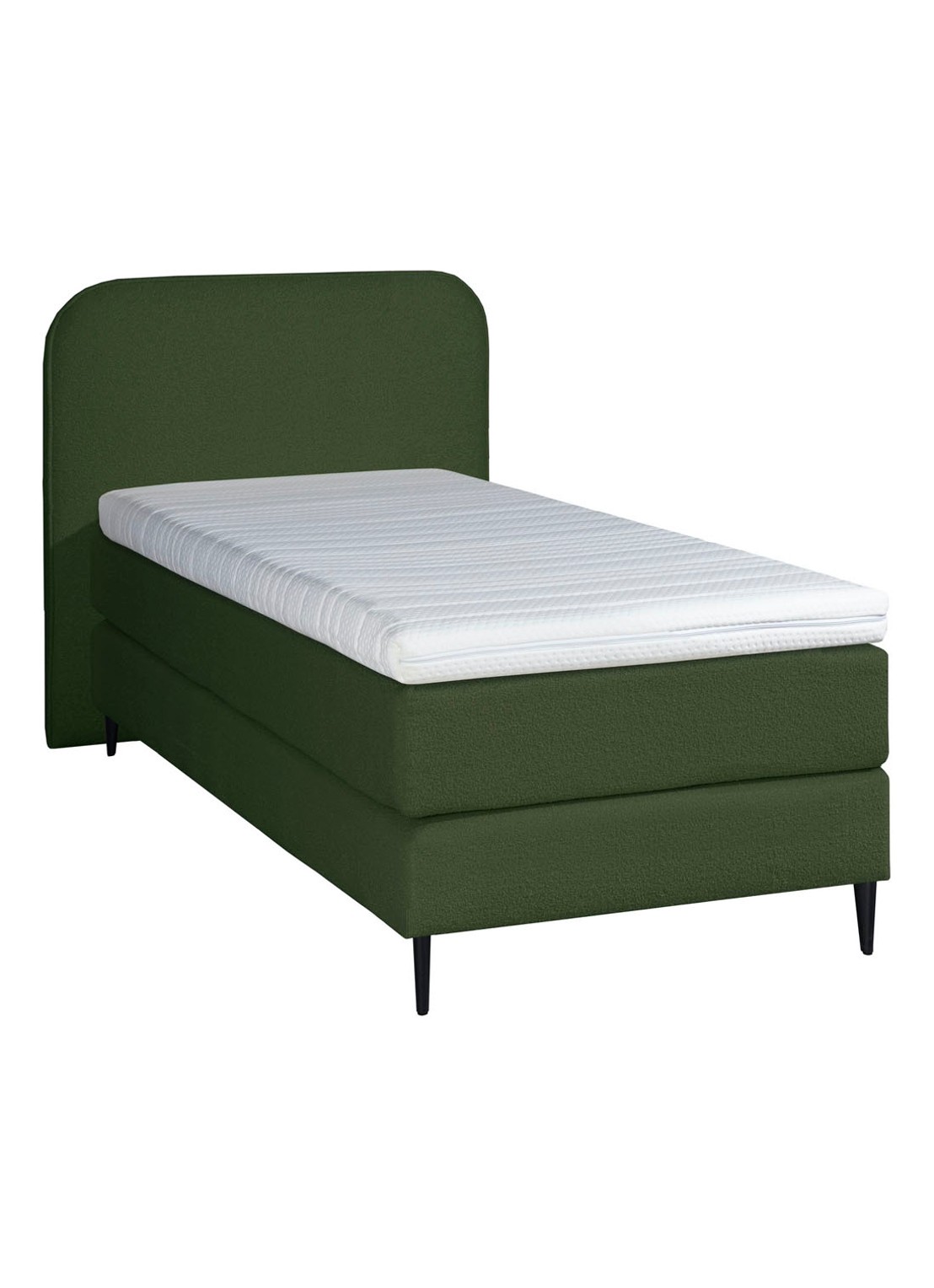Bloemendaal Treviso eenpersoons boxspring combinatie inclusief matras en topper - voorkant 2 legergroen