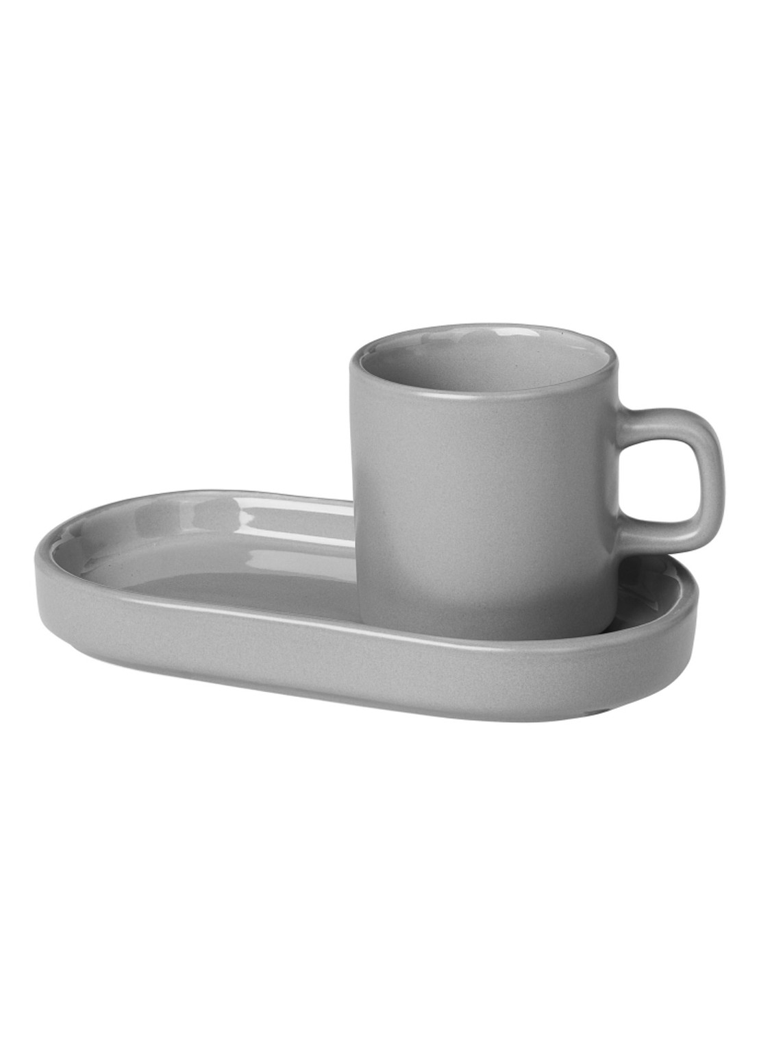 Blomus Pilar espresso kop en schotel set van 2  - voorkant grijs