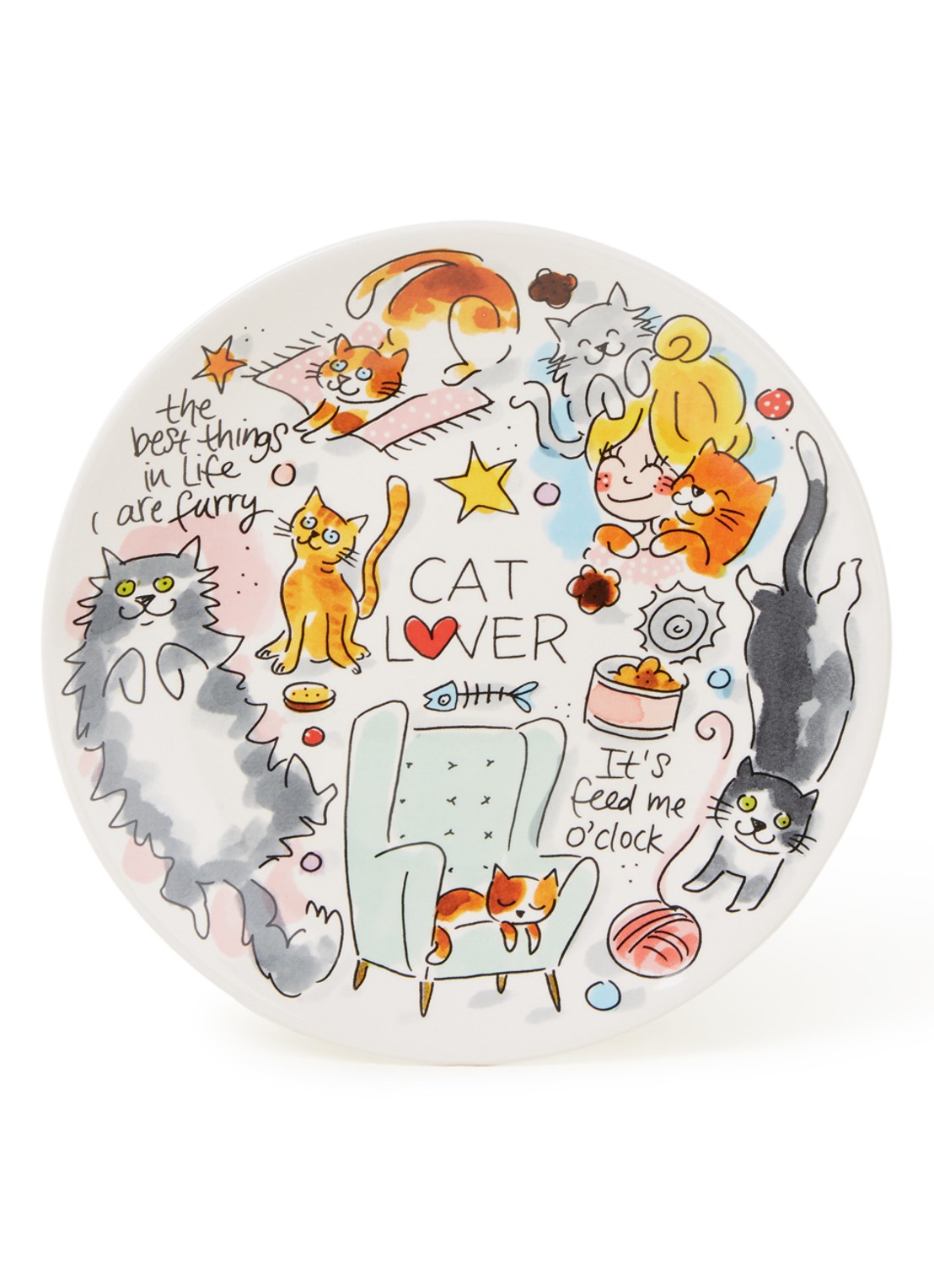 Blond Amsterdam Cat Lover ontbijtbord 22 cm - voorkant multicolor