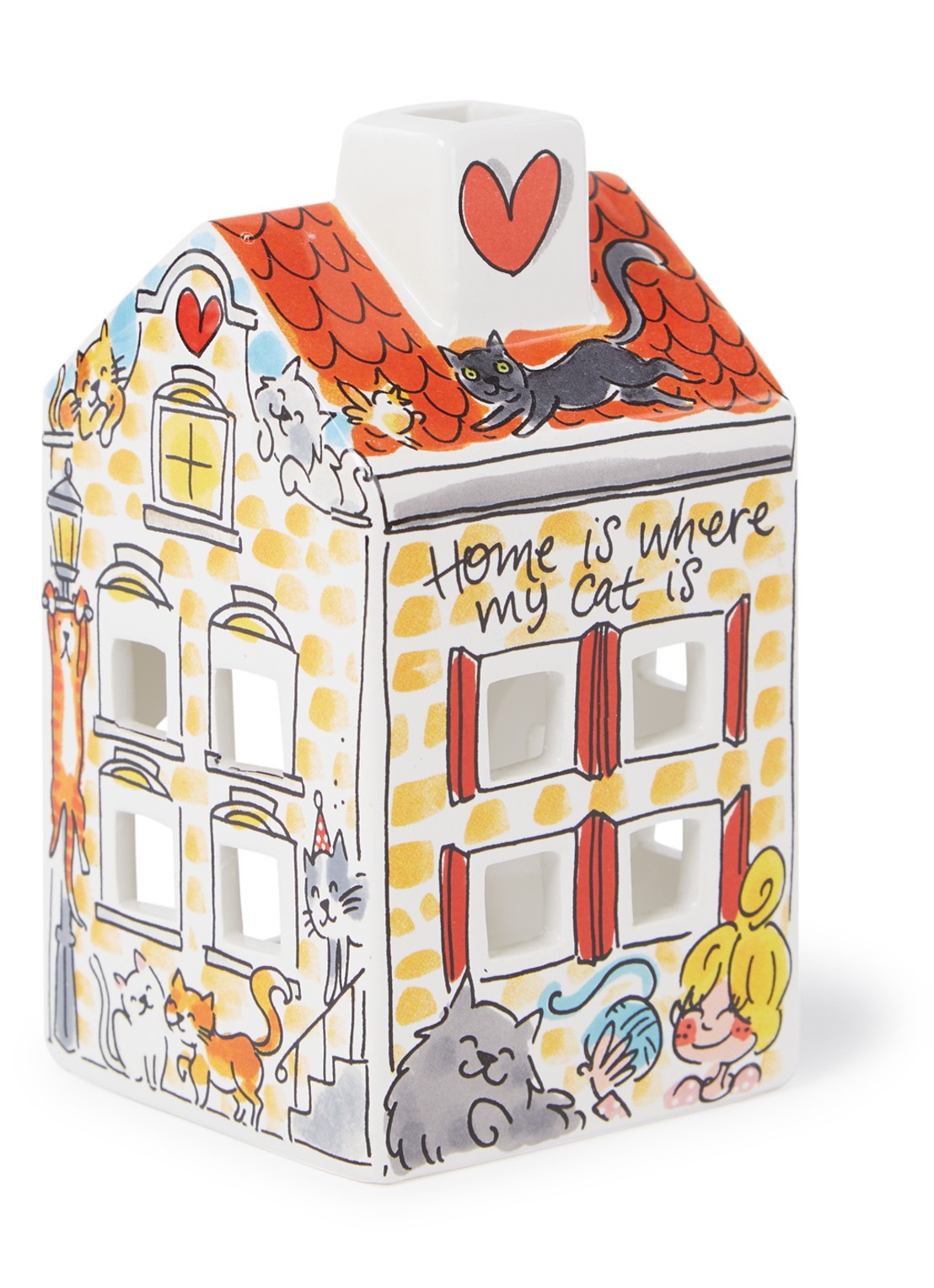 Blond Amsterdam Cat Lover waxinelichthouder - voorkant multicolor