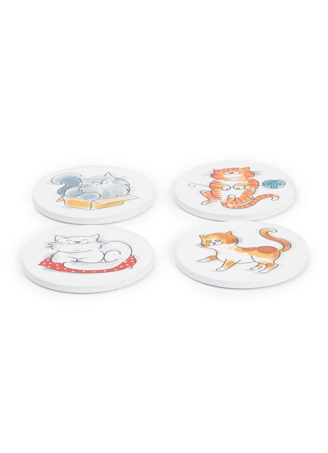 Blond Amsterdam Cat onderzetter set van 4 - voorkant wit