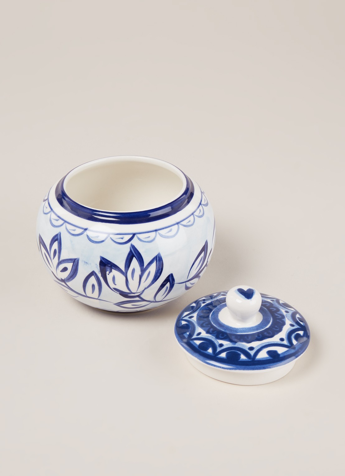 Blond Amsterdam Delfts Blond suikerpot met deksel  - detail blauw