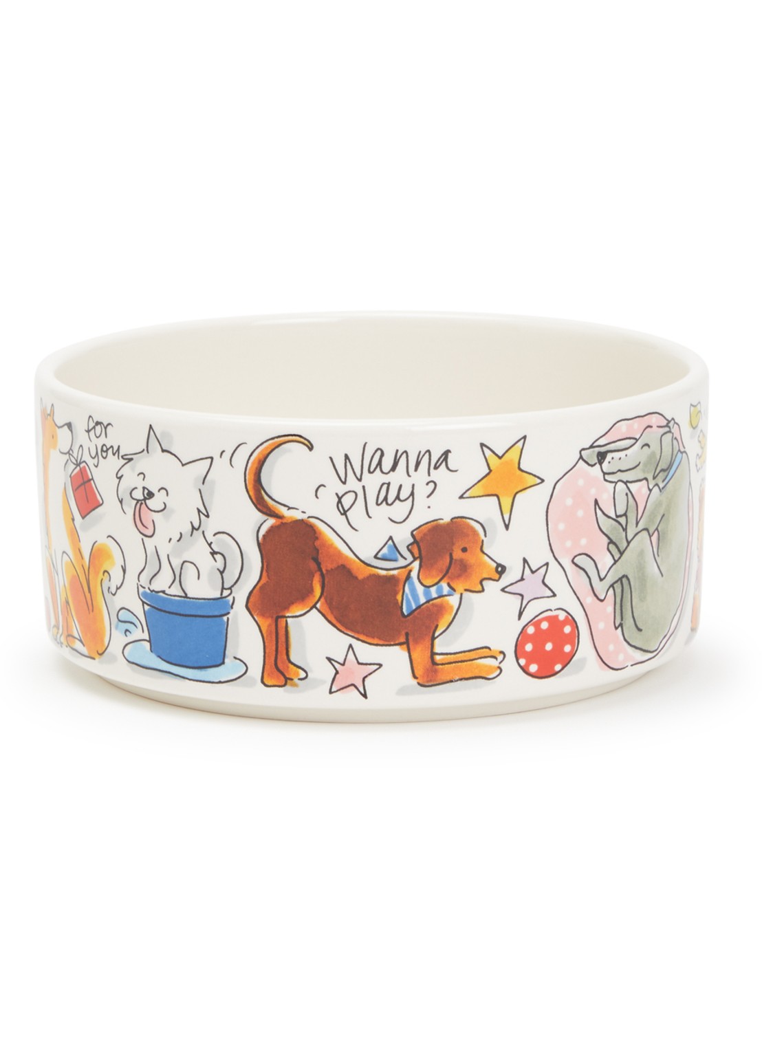 Blond Amsterdam Dog Love voerbak voor honden 15,5 cm - voorkant gebroken wit