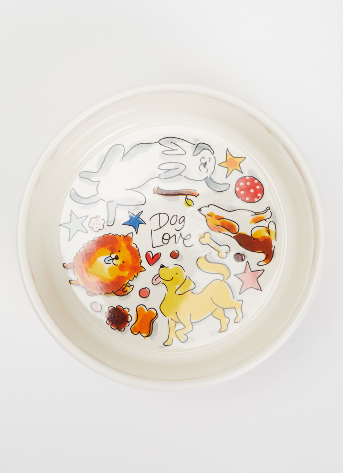 Blond Amsterdam Dog Love voerbak voor honden 15,5 cm - voorkant 2 gebroken wit