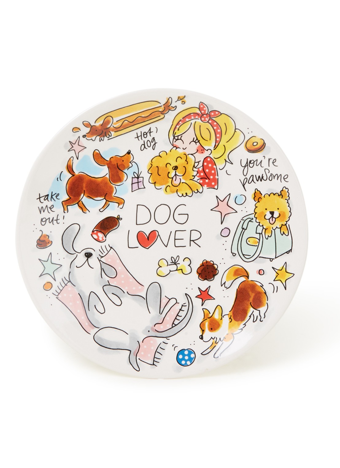 Blond Amsterdam Dog Lover ontbijtbord 22 cm - voorkant multicolor