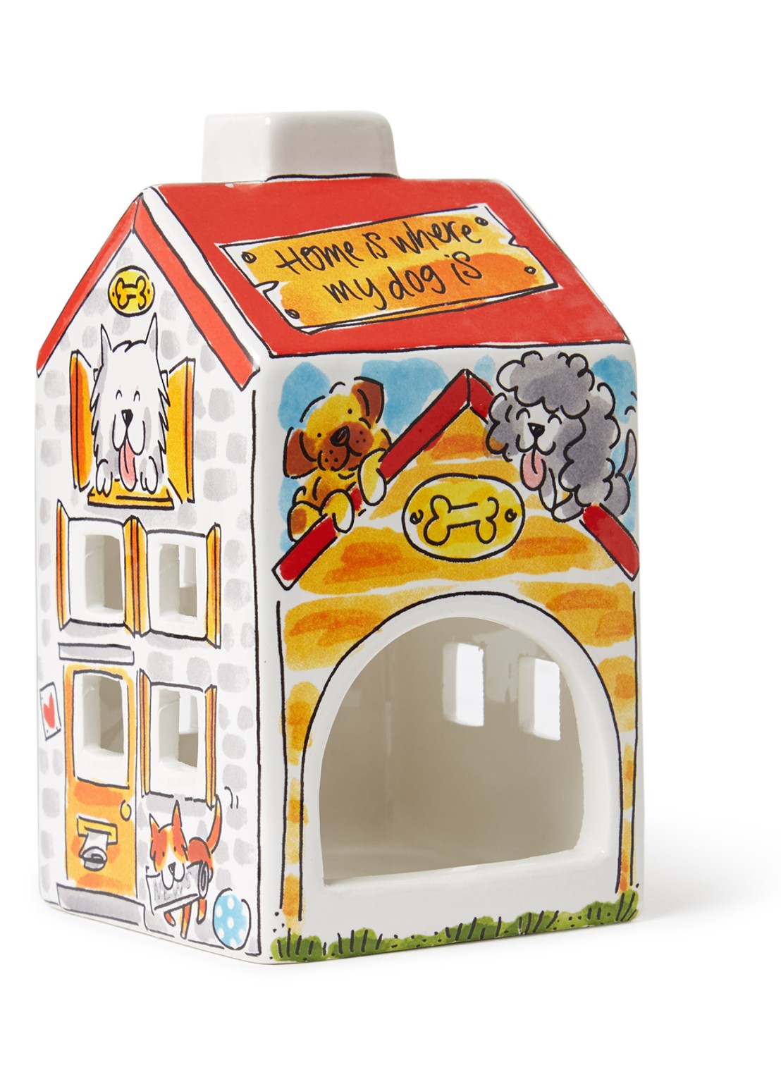 Blond Amsterdam Dog Lover waxinelichthouder 14 cm - voorkant multicolor