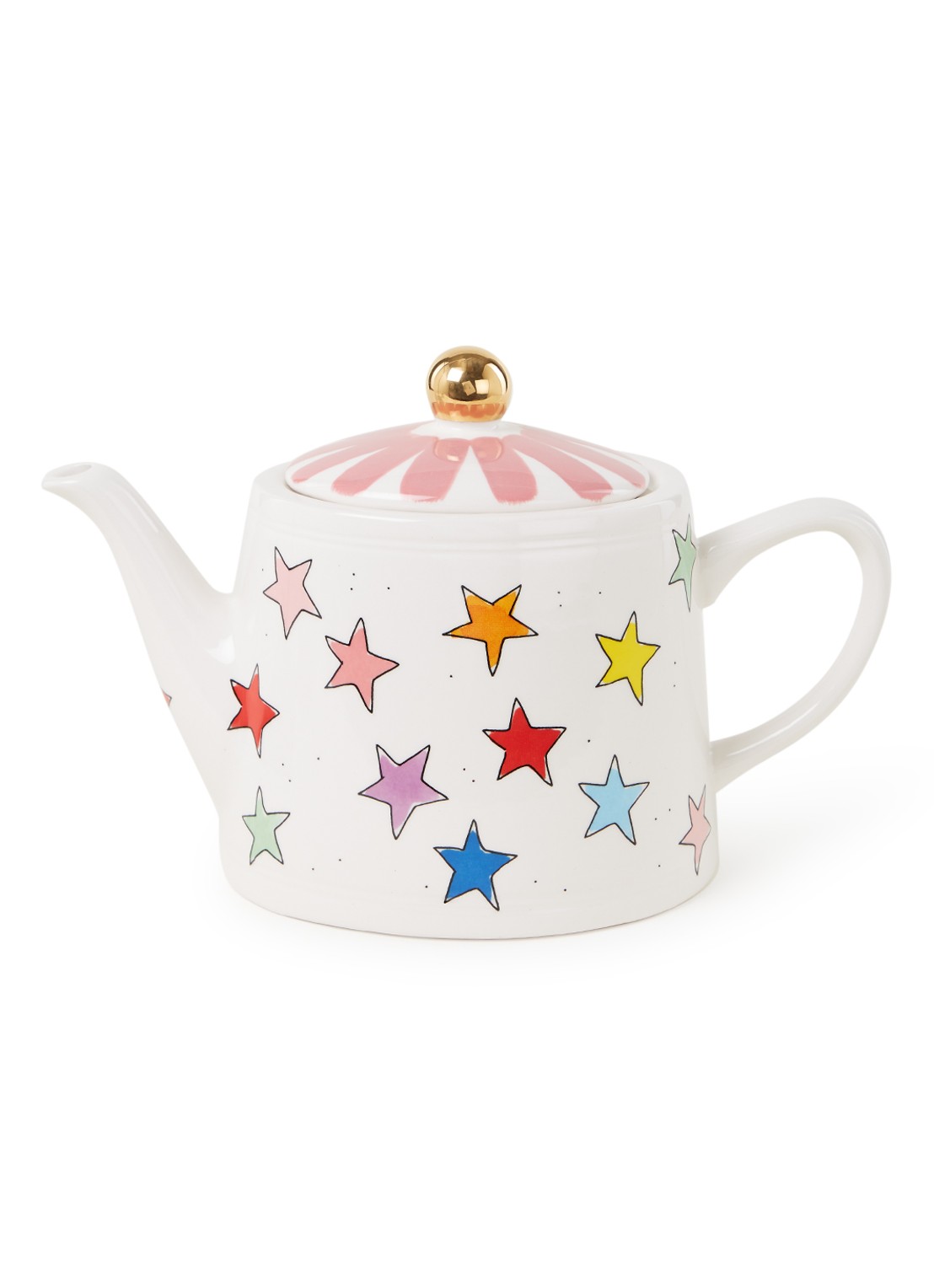 Blond Amsterdam Even Bijkletsen Star Mix theepot 1,5 liter - voorkant wit