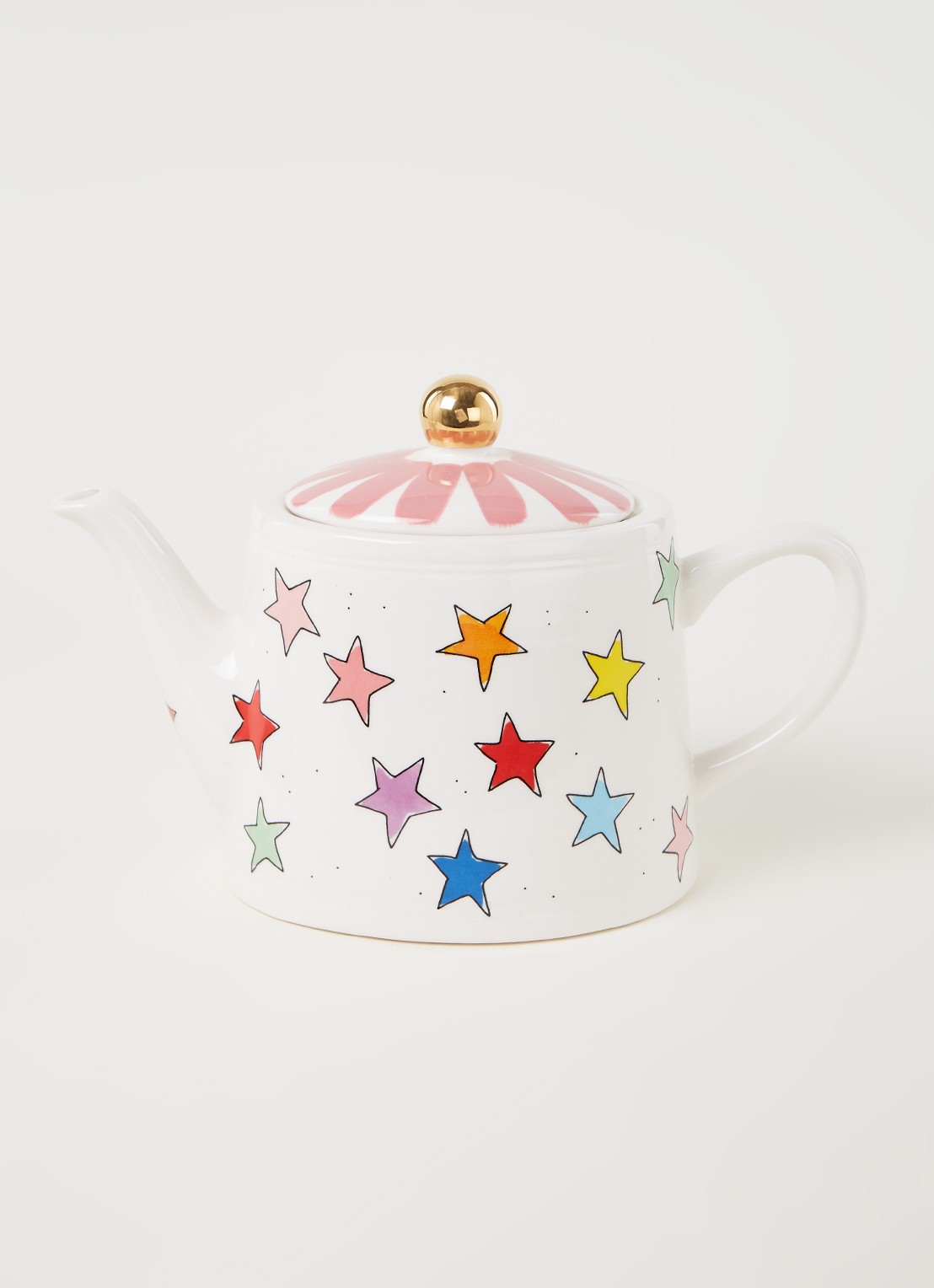 Blond Amsterdam Even Bijkletsen Star Mix theepot 1,5 liter - voorkant 2 wit
