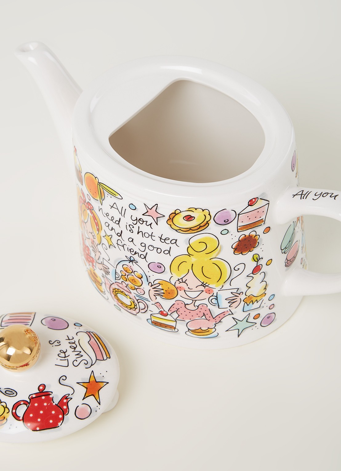 Blond Amsterdam Even Bijkletsen You and me theepot 1,5 liter - detail 3 multicolor
