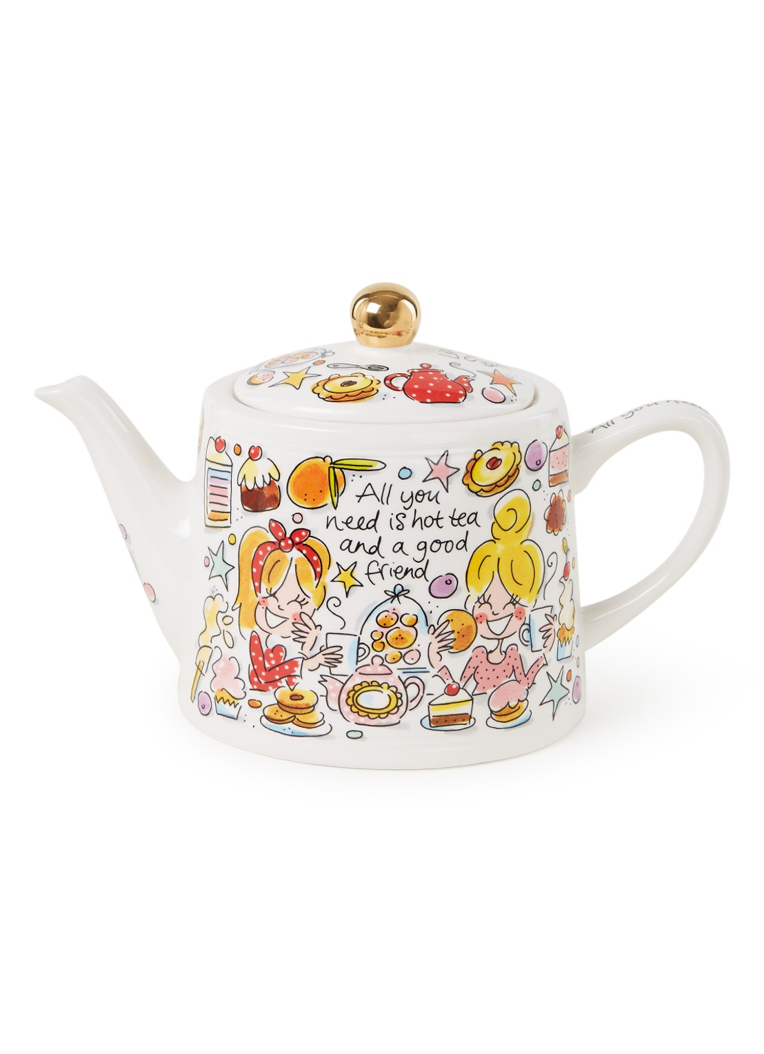 Blond Amsterdam Even Bijkletsen You and me theepot 1,5 liter - voorkant multicolor