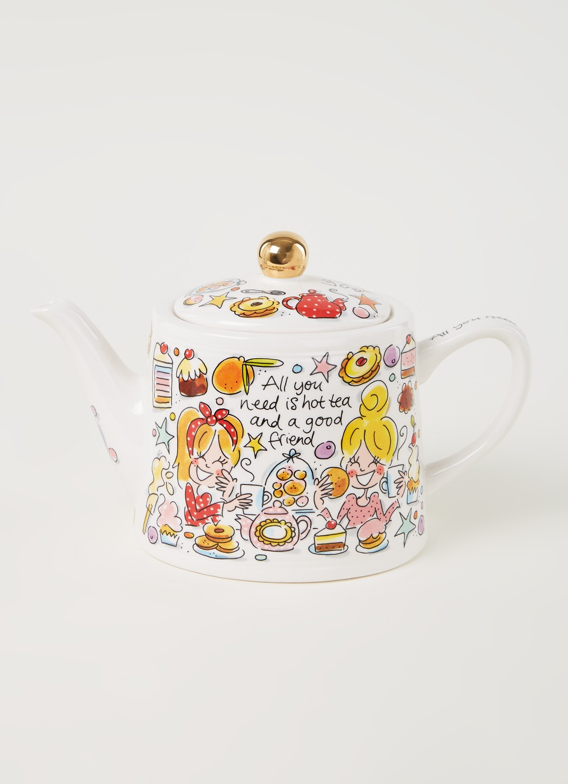 Blond Amsterdam Even Bijkletsen You and me theepot 1,5 liter - voorkant 2 multicolor