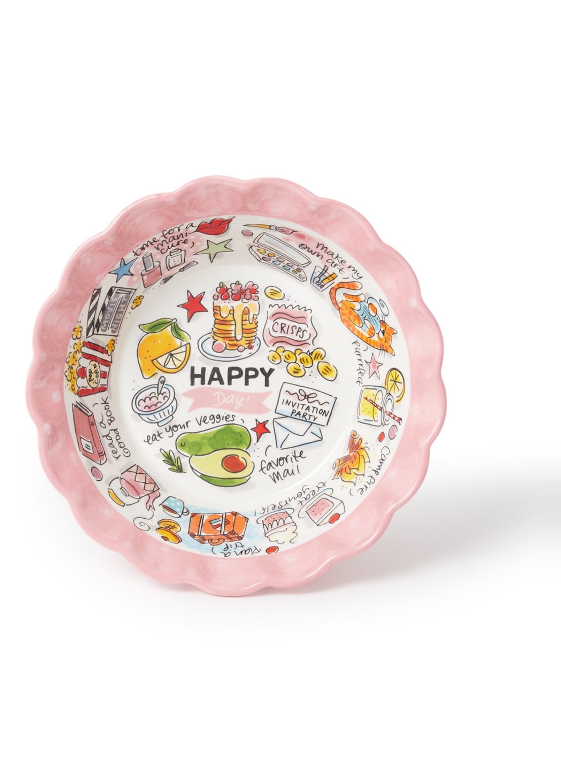 Blond Amsterdam Happy Besties serveerschaal 23,5 cm - voorkant lichtroze