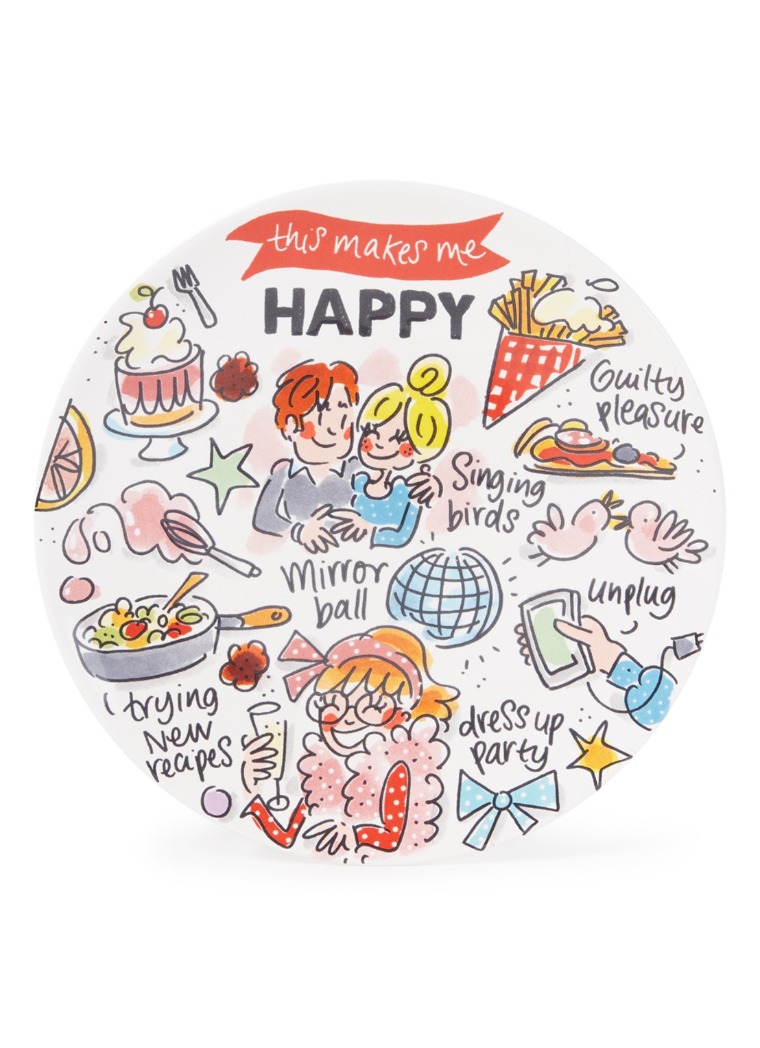 Blond Amsterdam Happy ontbijtbord 18 cm - voorkant 2 multicolor