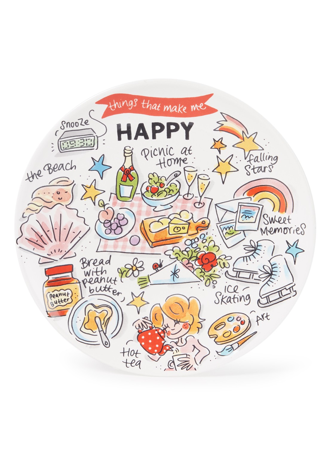 Blond Amsterdam Happy ontbijtbord 22 cm - voorkant 2 multicolor