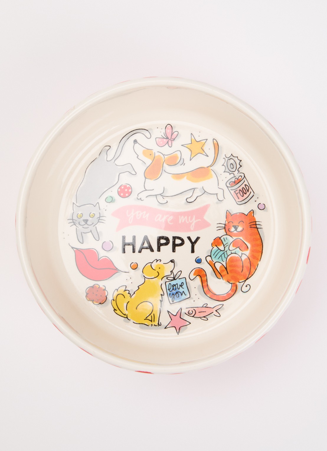 Blond Amsterdam Happy Pets voerbak voor katten en honden 15,5 cm - voorkant 2 gebroken wit