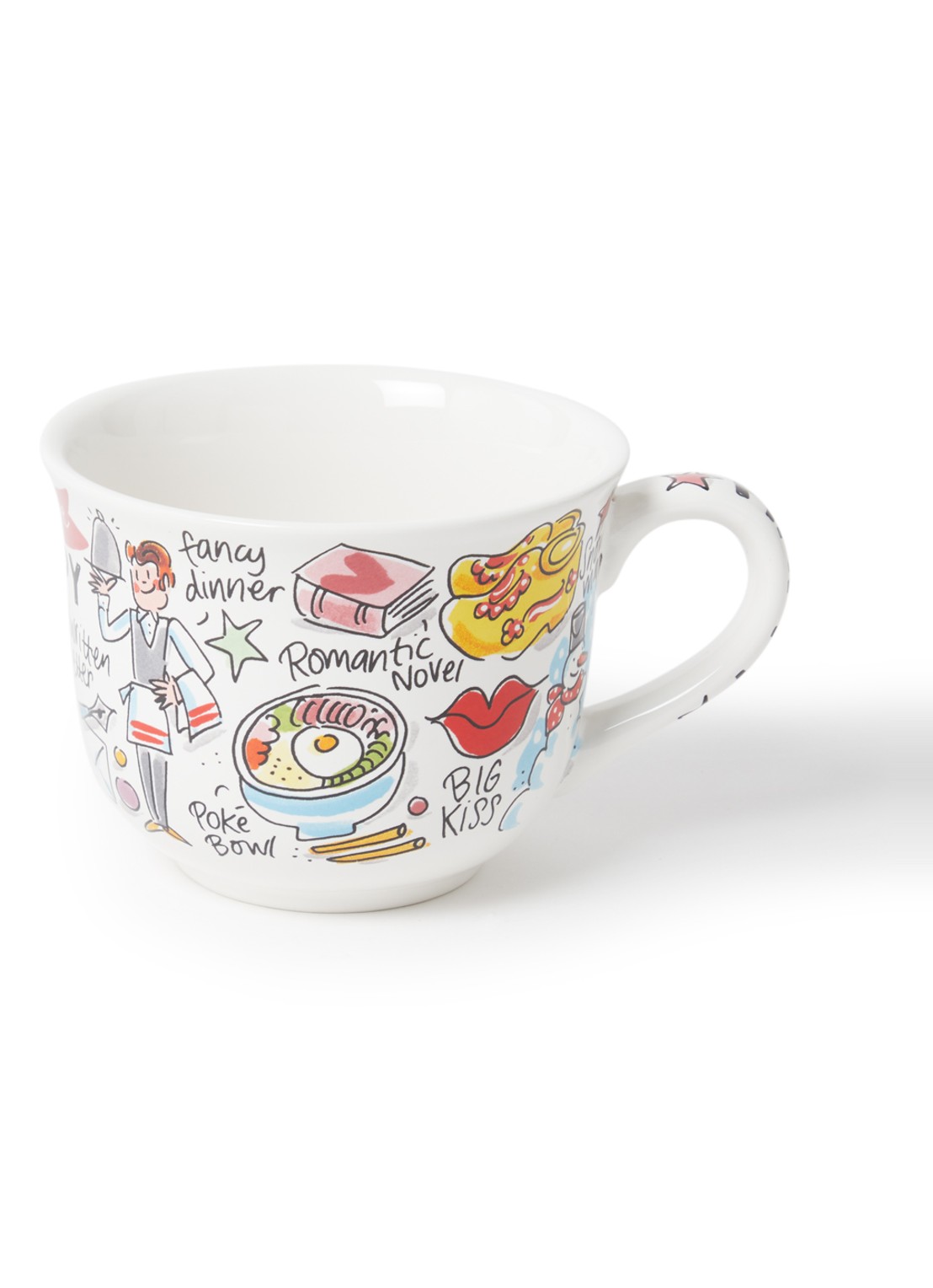 Blond Amsterdam Happy soepkom 14 cm - voorkant gebroken wit
