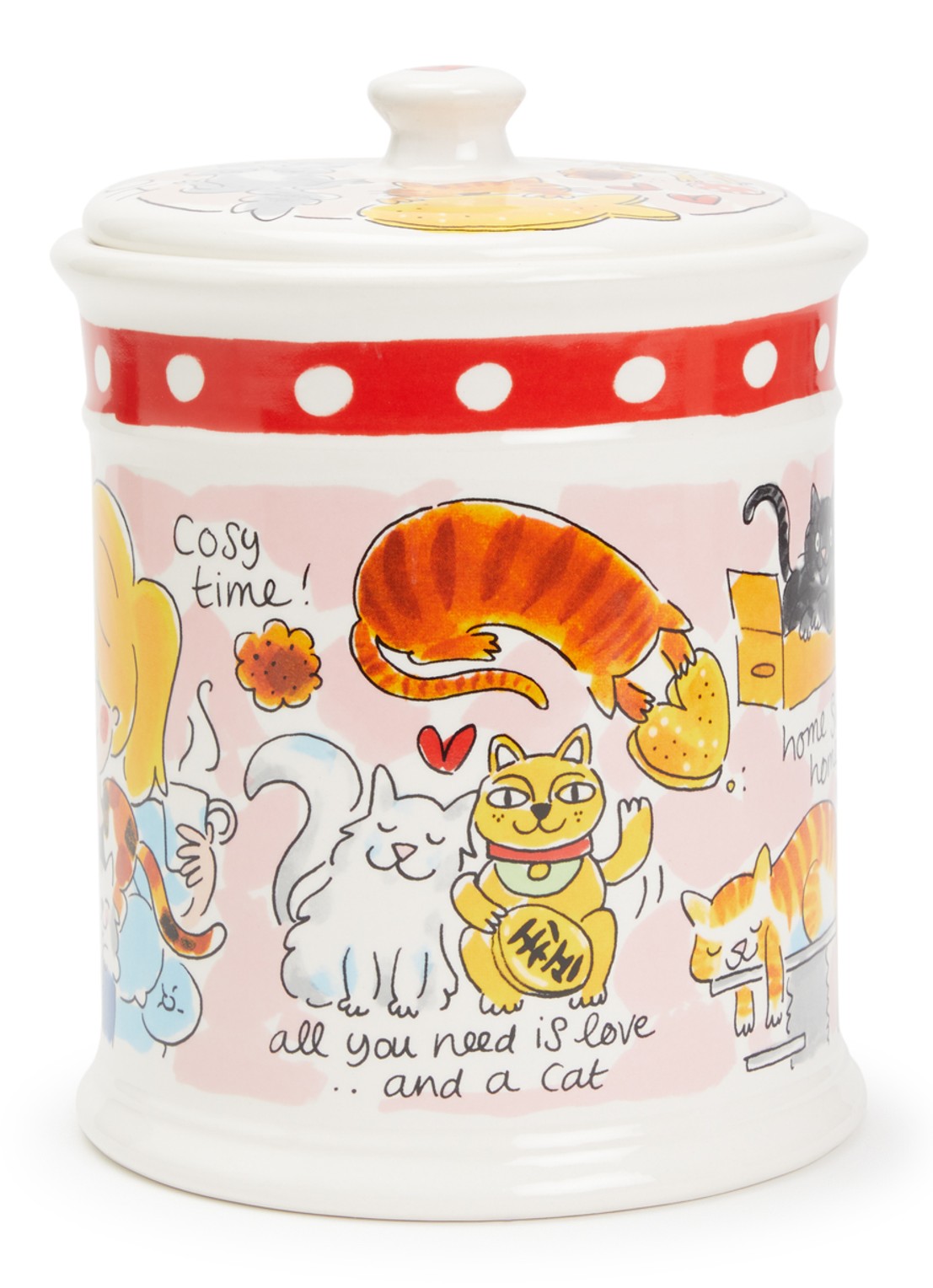 Blond Amsterdam Home Is Where The Cat Is voorraadpot 22 cm - voorkant roze