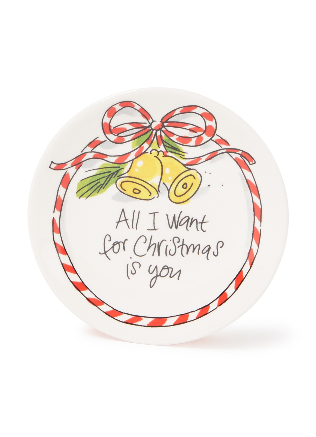 Blond Amsterdam Kerstklokken gebaksbordje 12 cm - voorkant multicolor