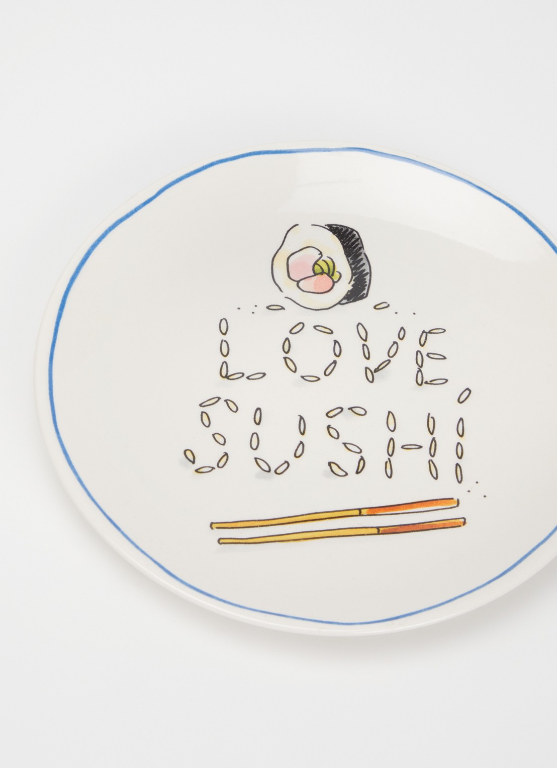 Blond Amsterdam Love Sushi gebaksbordje 18 cm - detail gebroken wit