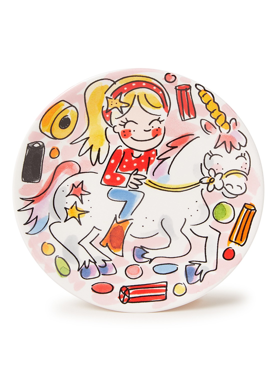 Blond Amsterdam Made with Magic Unicorn gebaksbordje 12 cm - voorkant 3 wit