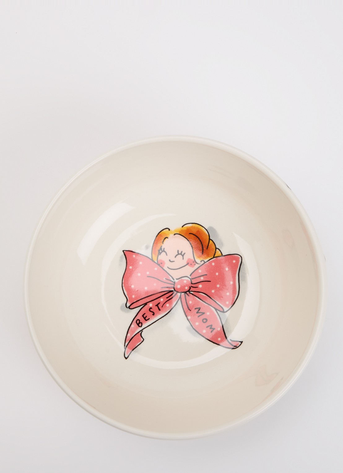Blond Amsterdam Moederdag met strik kom 15 cm  - voorkant 2 multicolor