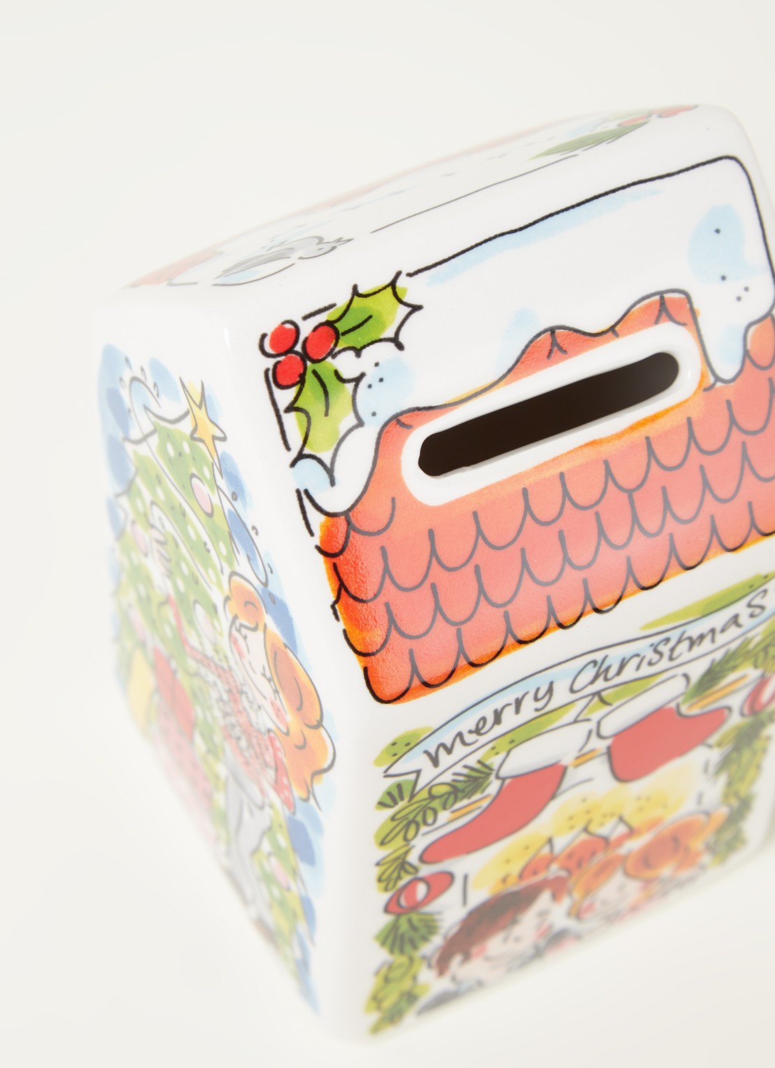 Blond Amsterdam Money House Christmas spaarpot 14 cm - detail rood