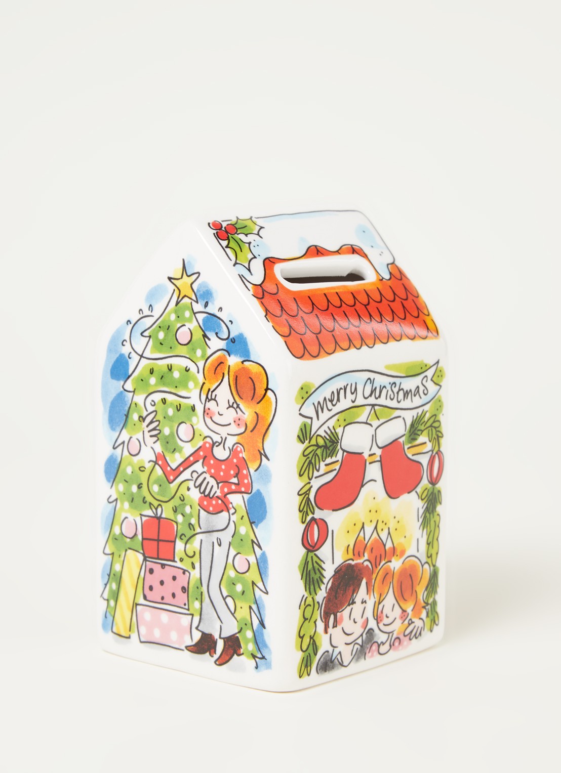 Blond Amsterdam Money House Christmas spaarpot 14 cm - voorkant 3 rood