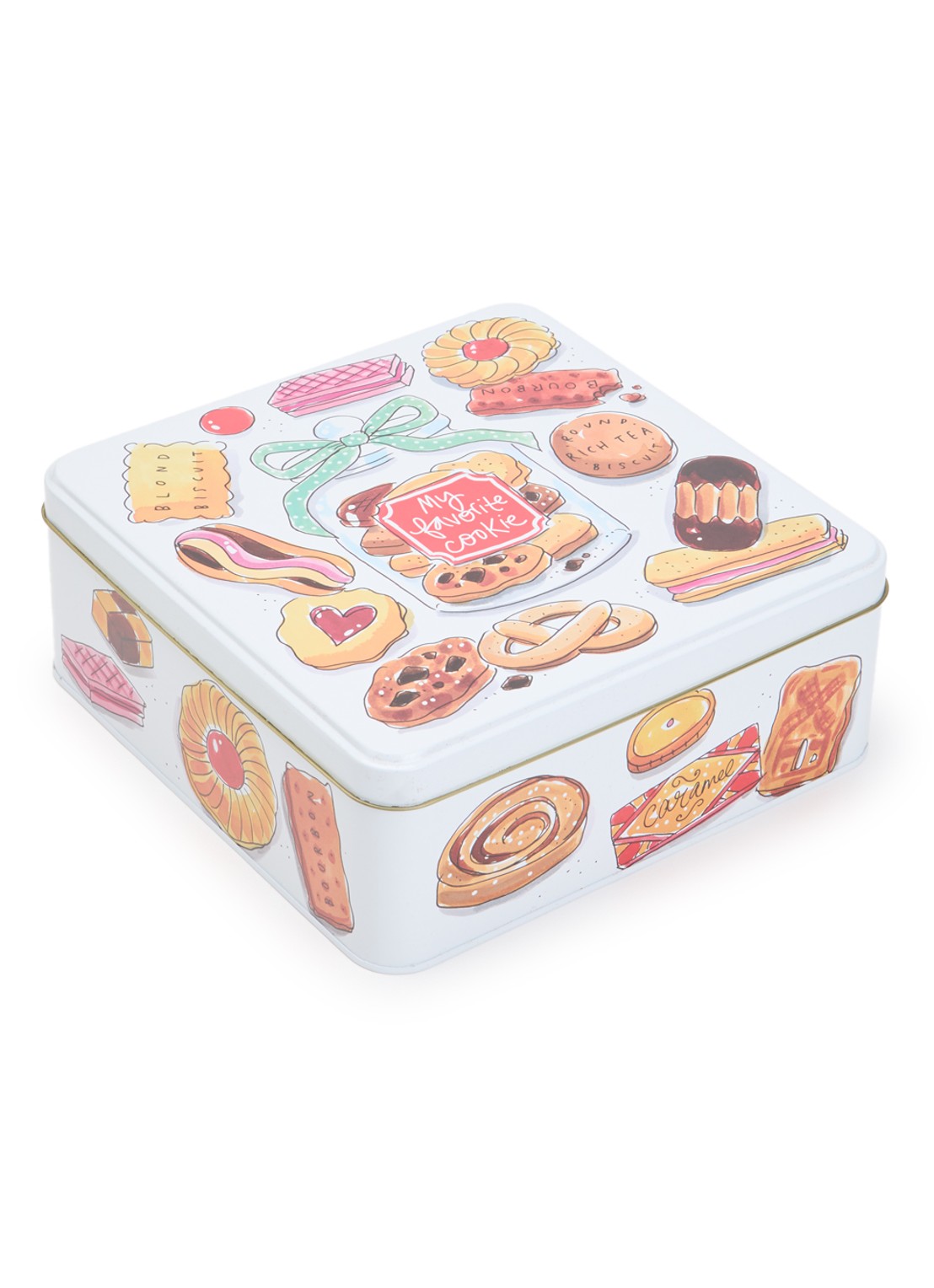 Blond Amsterdam My Favorite Cookie koektrommel 21,5 x 21,5 cm - voorkant gebroken wit