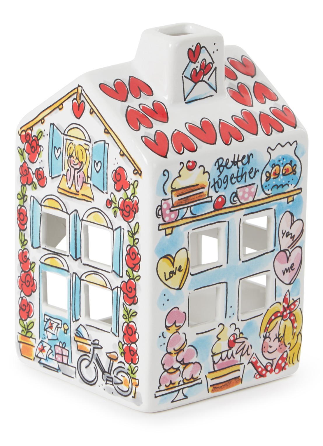 Blond Amsterdam My Love waxinelichthouder 14 cm - voorkant multicolor