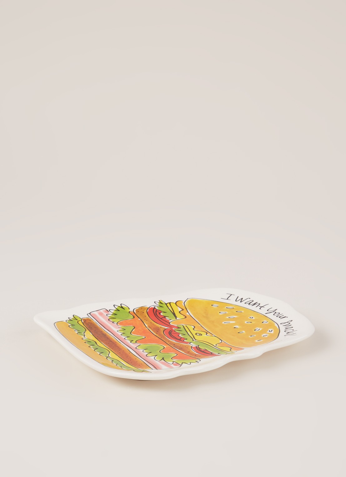 Blond Amsterdam Snack Burger gebaksbordje 20 x 16 cm - detail 3 wit