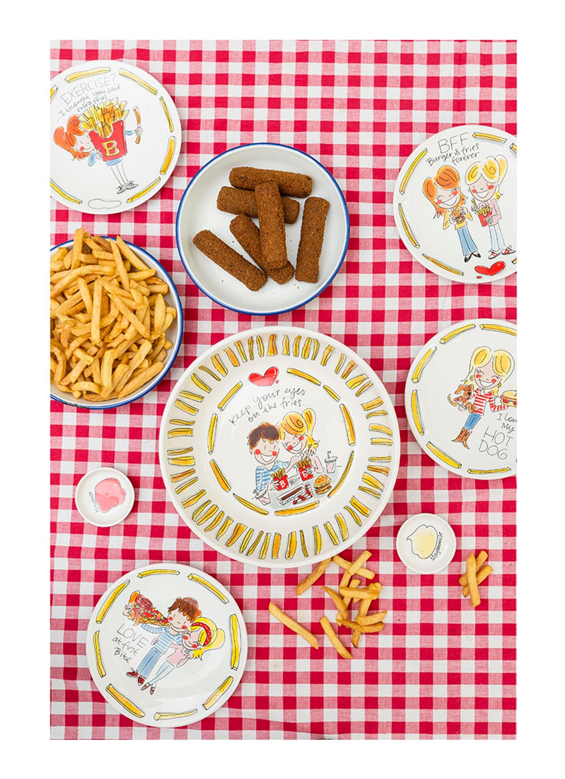 Blond Amsterdam Snack Burger gebaksbordje 20 x 16 cm - detail 6 wit