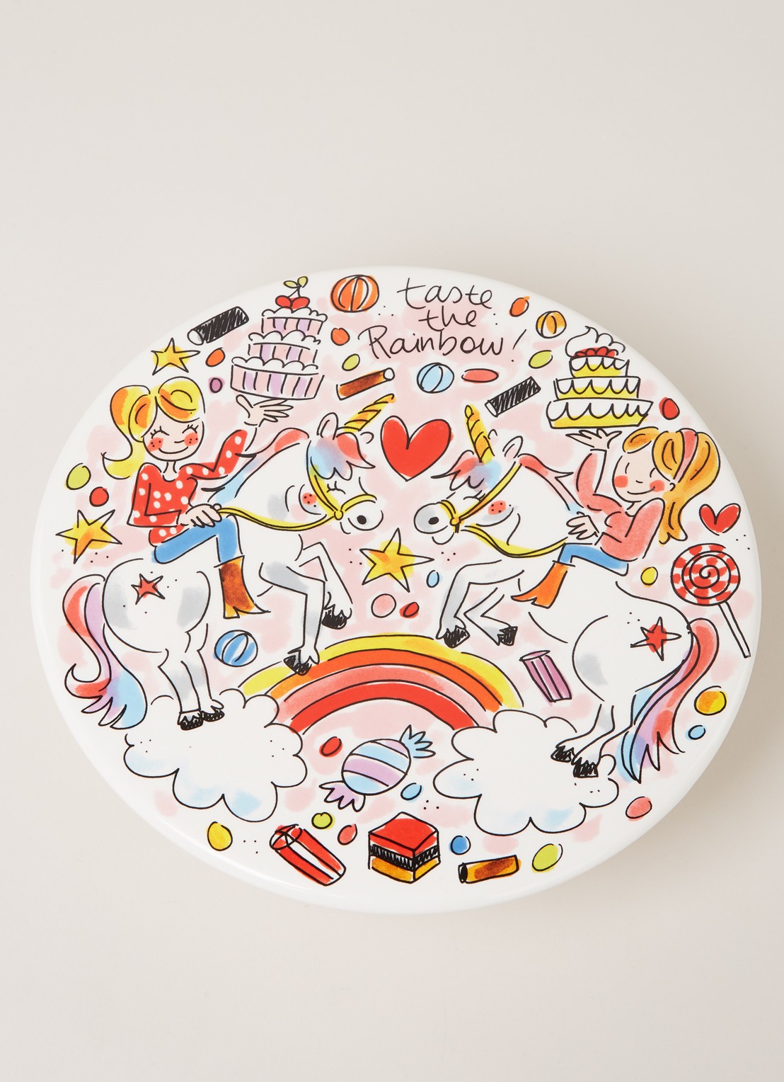 Blond Amsterdam Unicorn taartplateau 23 cm - detail 3 roze
