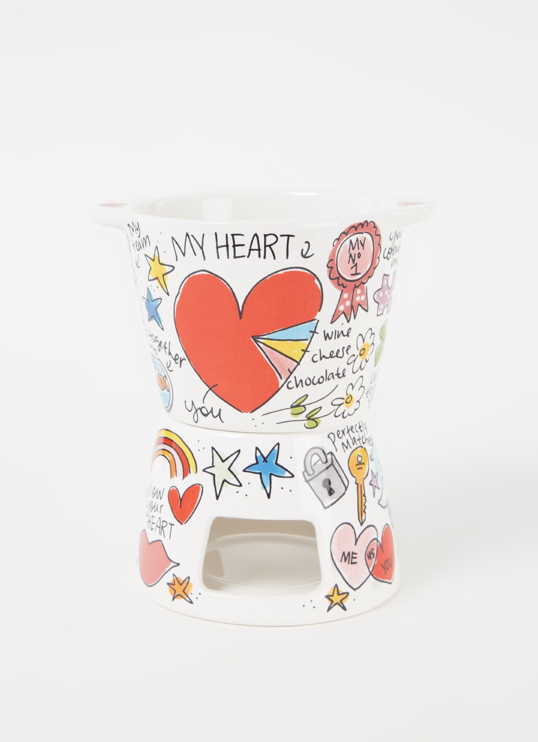 Blond Amsterdam Valentijn fondue set klein 18 cm - voorkant 2 multicolor