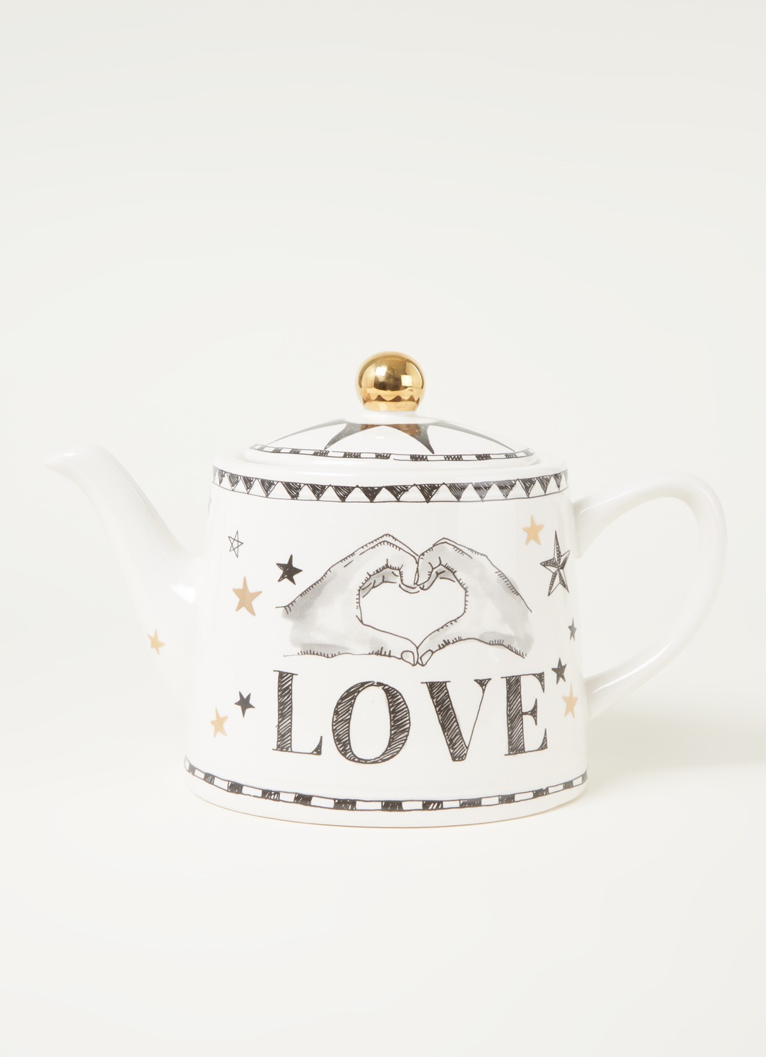 Blond Amsterdam X Noir Exclusive 150 jaar de Bijenkorf theepot 1,5 liter - voorkant 2 wit