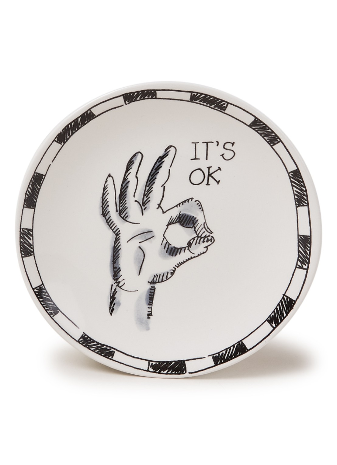 Blond Amsterdam X Noir It's Ok gebaksbordje 12 cm - voorkant 3 gebroken wit