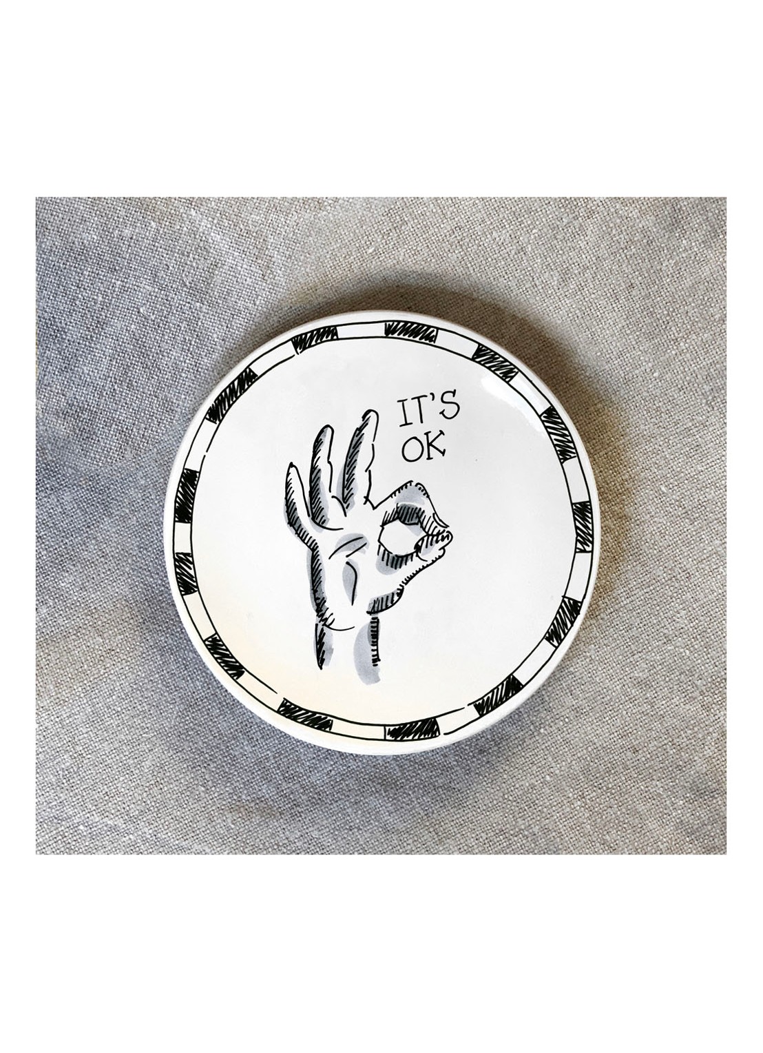 Blond Amsterdam X Noir It's Ok gebaksbordje 12 cm - voorkant 4 gebroken wit