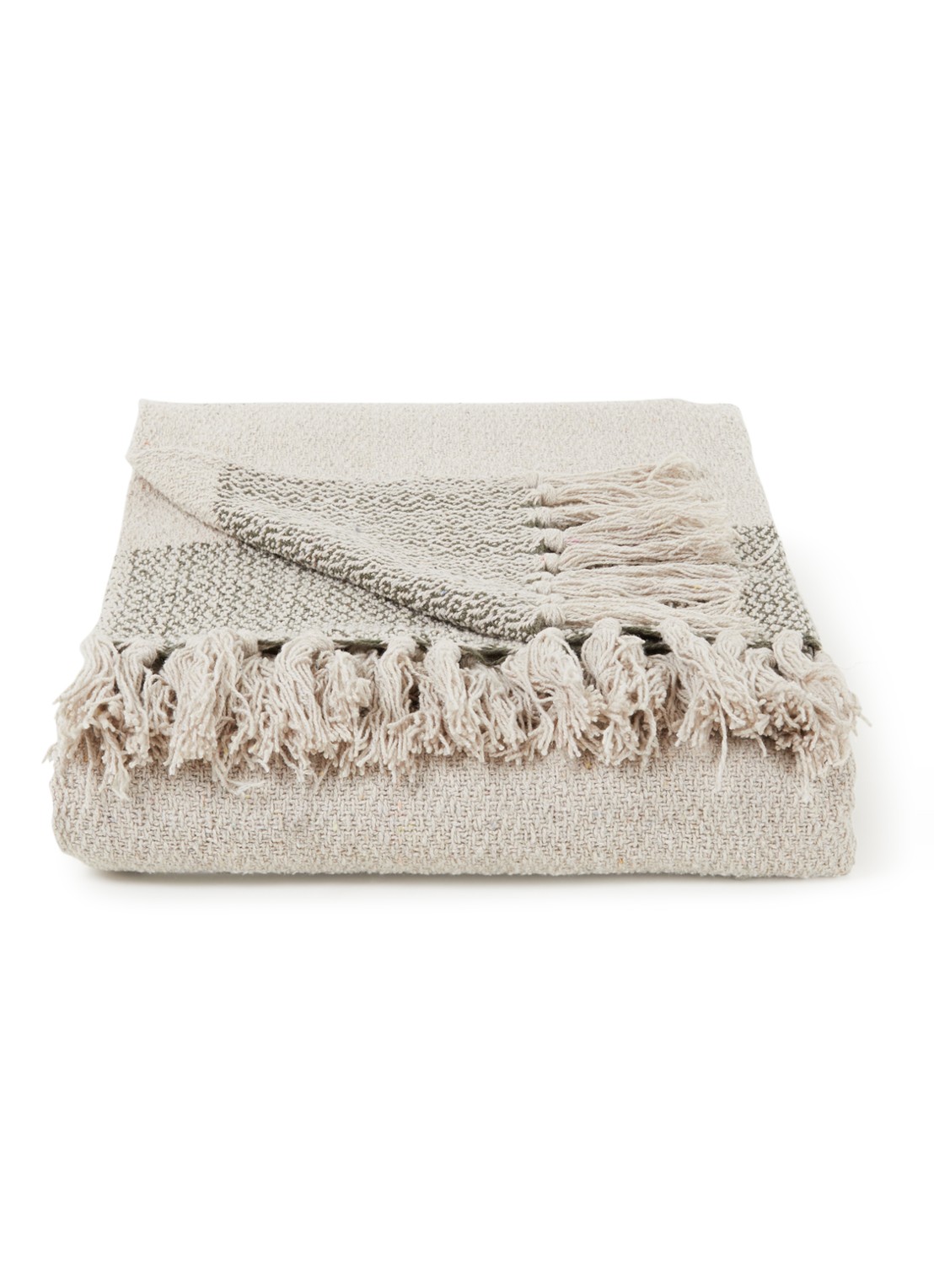Bloomingville Fidan plaid in katoenblend 160 x 130 cm - voorkant beige