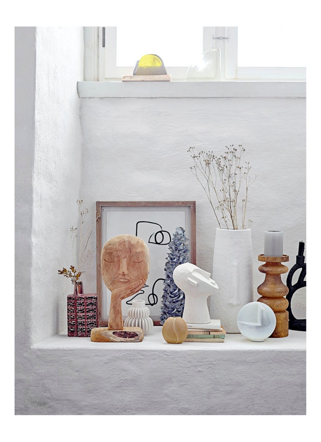 Bloomingville Halfdan vaas 14 cm - detail wit