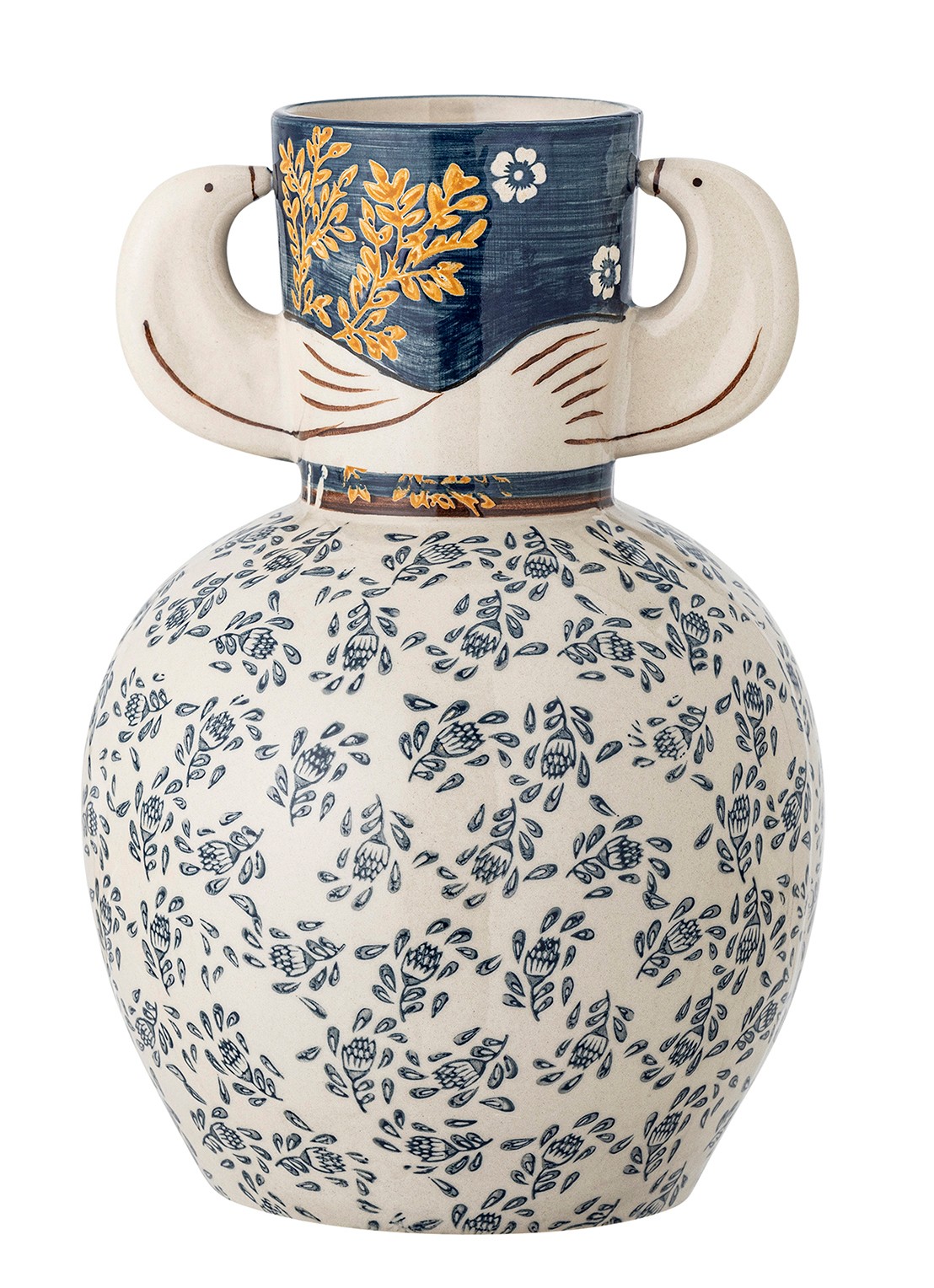 Bloomingville Hezha vaas 23,5 cm - achterkant 6 blauw