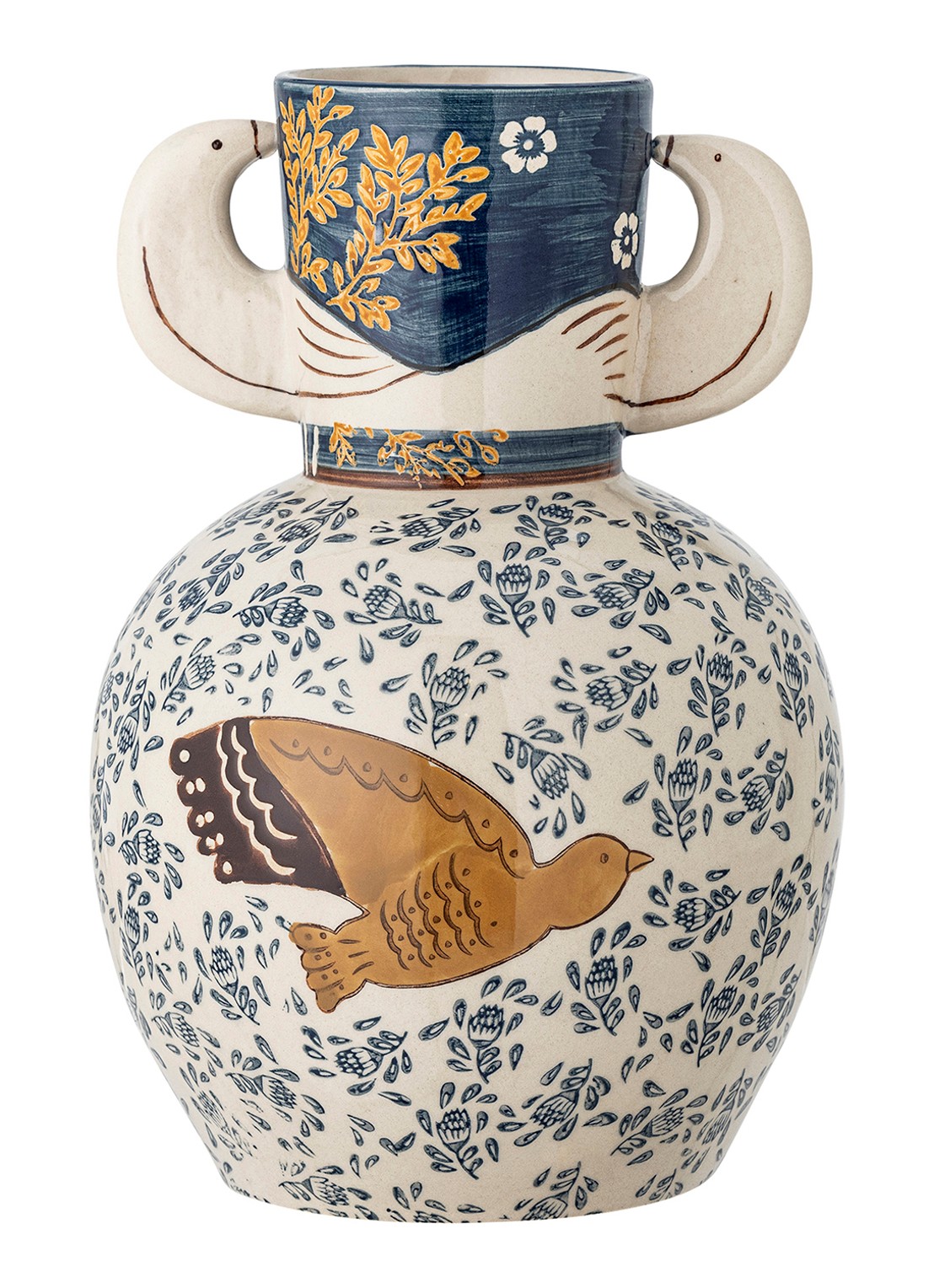 Bloomingville Hezha vaas 23,5 cm - voorkant 4 blauw