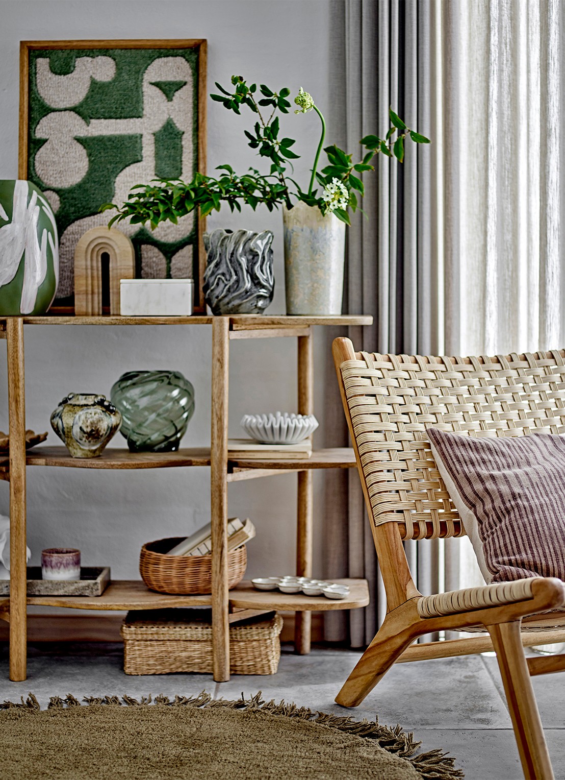 Bloomingville Lincia mand set van 3 - detail 2 groen