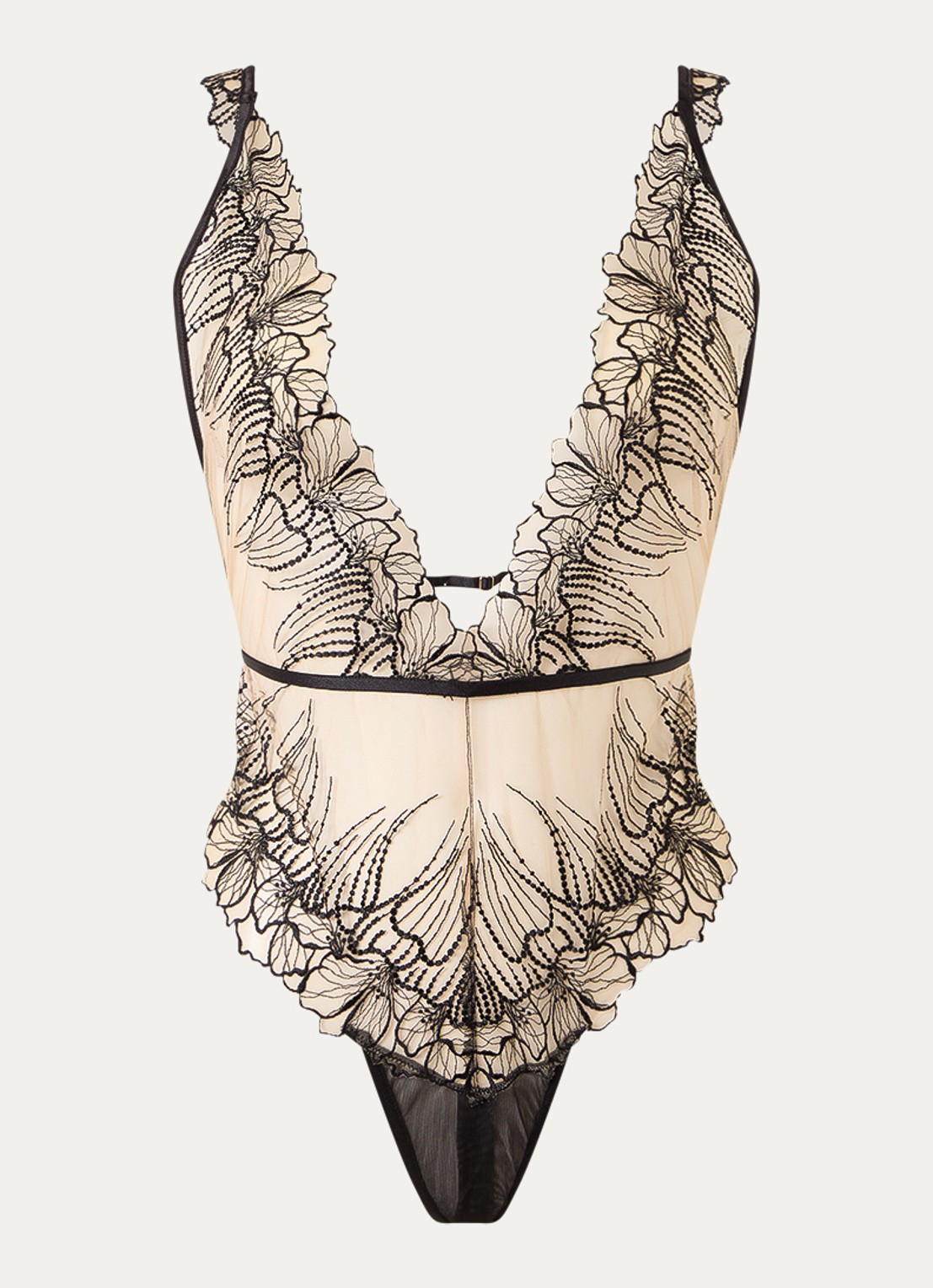 Bluebella Amarosa body van mesh met boduring - voorkant 2 zwart