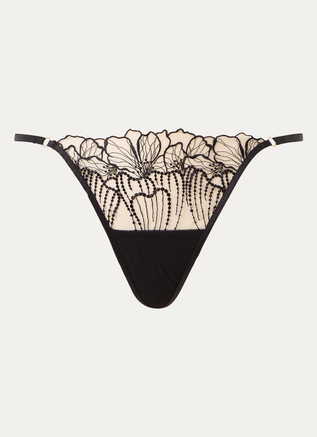 Bluebella Amarosa tanga van mesh met borduring - voorkant zwart