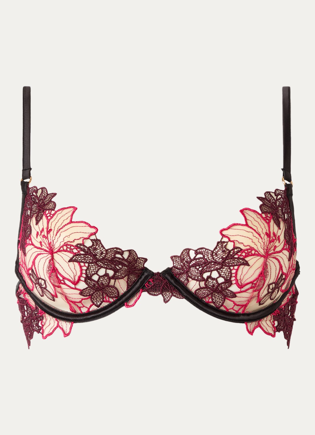 Bluebella Calantha beugel bh van mesh met borduring - voorkant fuchsia