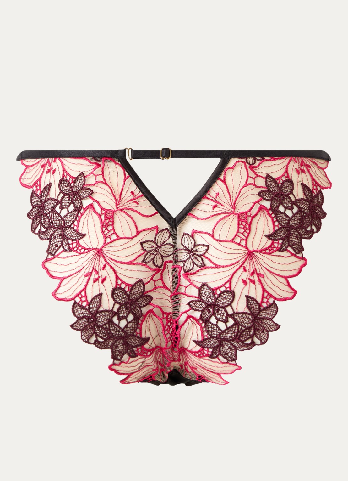 Bluebella Calantha slip van mesh met bloemborduring - achterkant 2 fuchsia