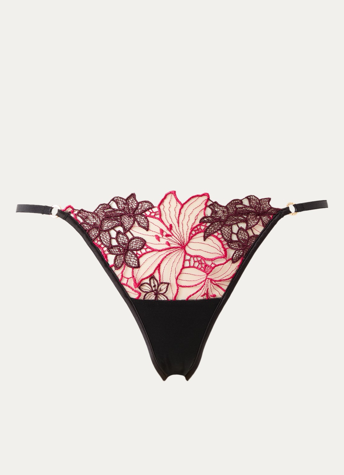 Bluebella Calantha slip van mesh met bloemborduring - voorkant fuchsia
